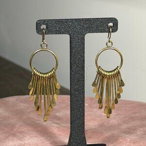 Gold-Tone Fringe Dangle Earrings — Boho Tassel Statement Earrings